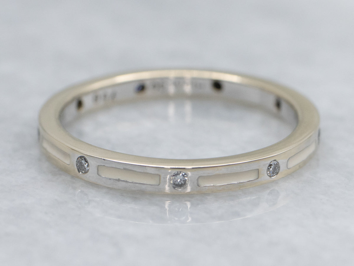 18K Gold Enamel and Diamond Band