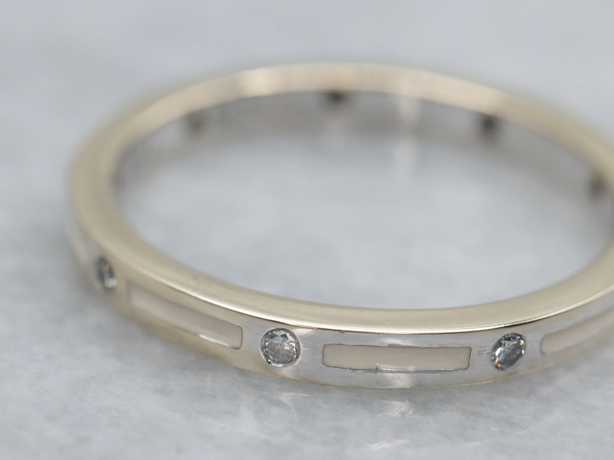 18K Gold Enamel and Diamond Band