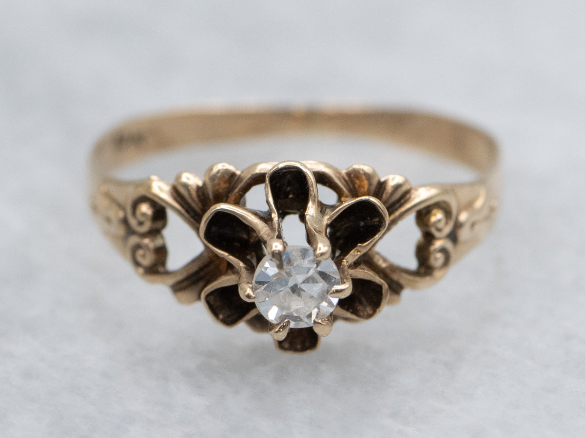 Victorian Buttercup Diamond Solitaire Ring