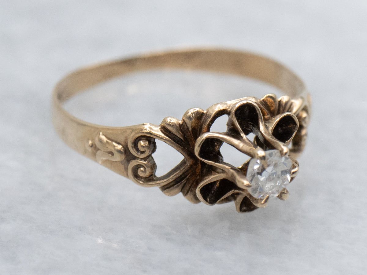Victorian Buttercup Diamond Solitaire Ring