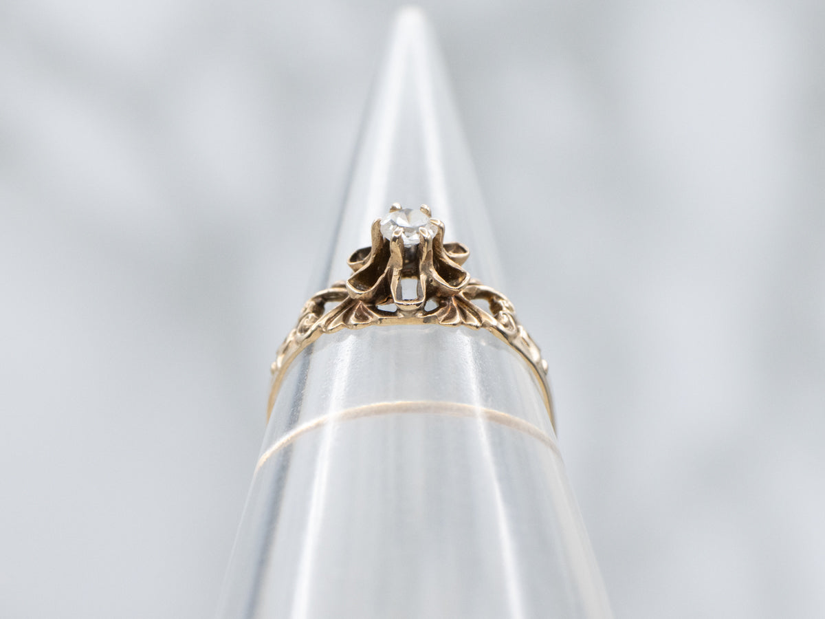 Victorian Buttercup Diamond Solitaire Ring