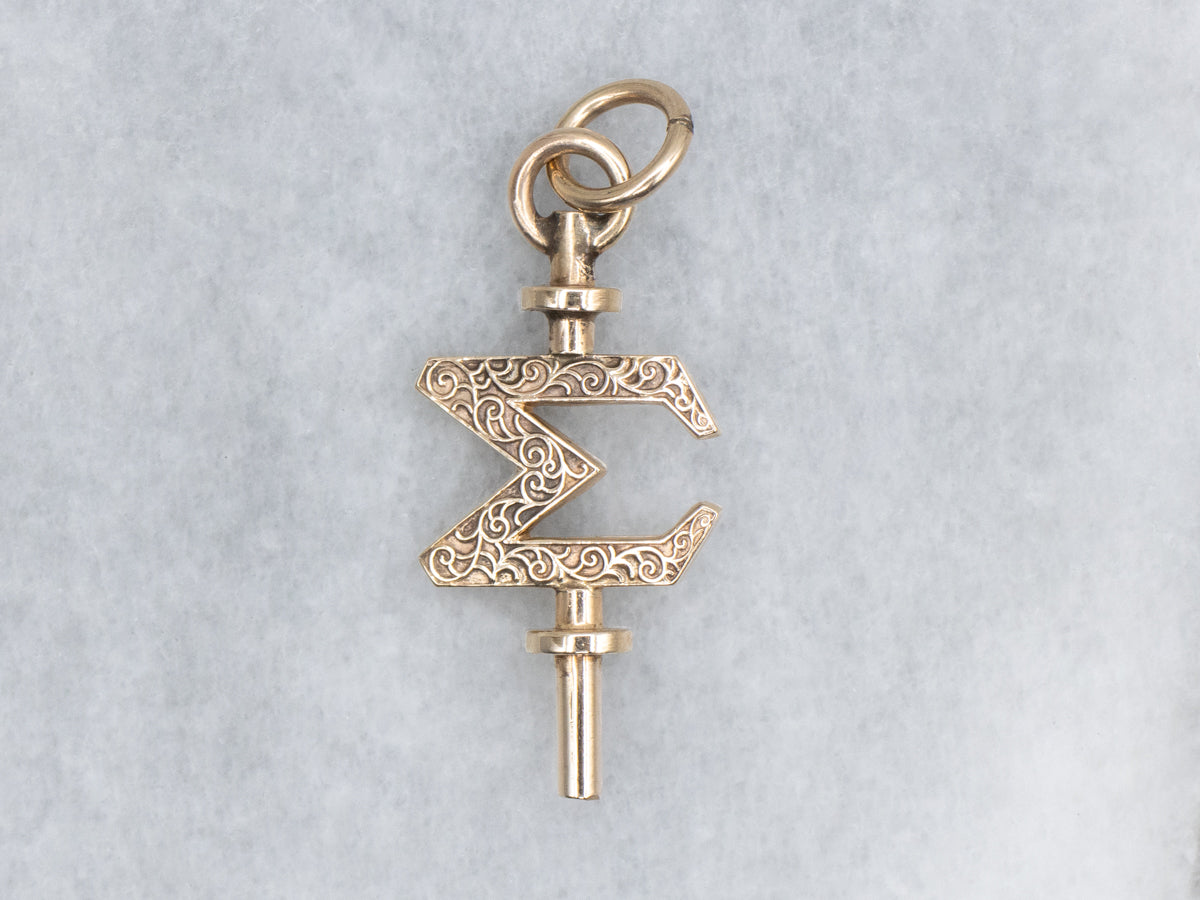 1940s 14-Karat Gold Sigma XI College Pocket Watch Key Fob