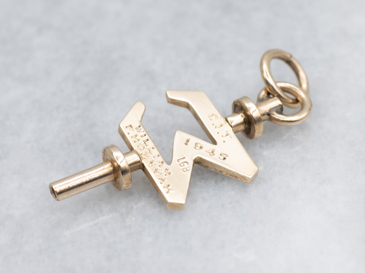 1940s 14-Karat Gold Sigma XI College Pocket Watch Key Fob