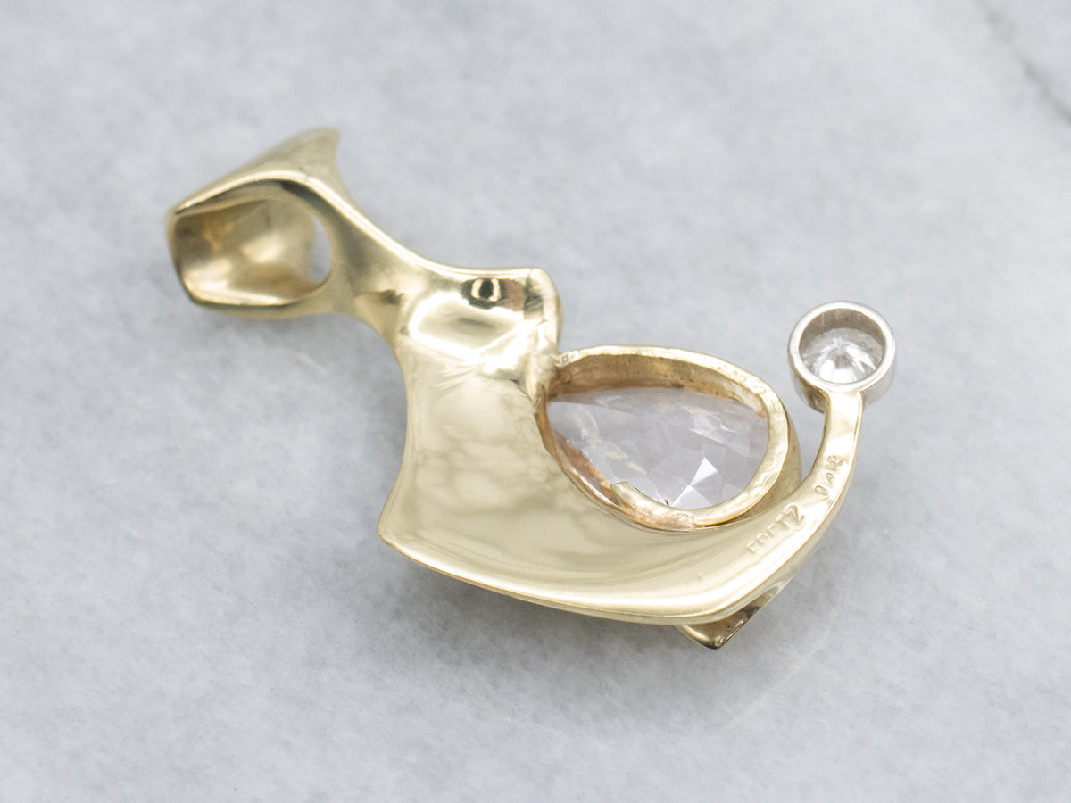 Modernist Morganite and Diamond Pendant
