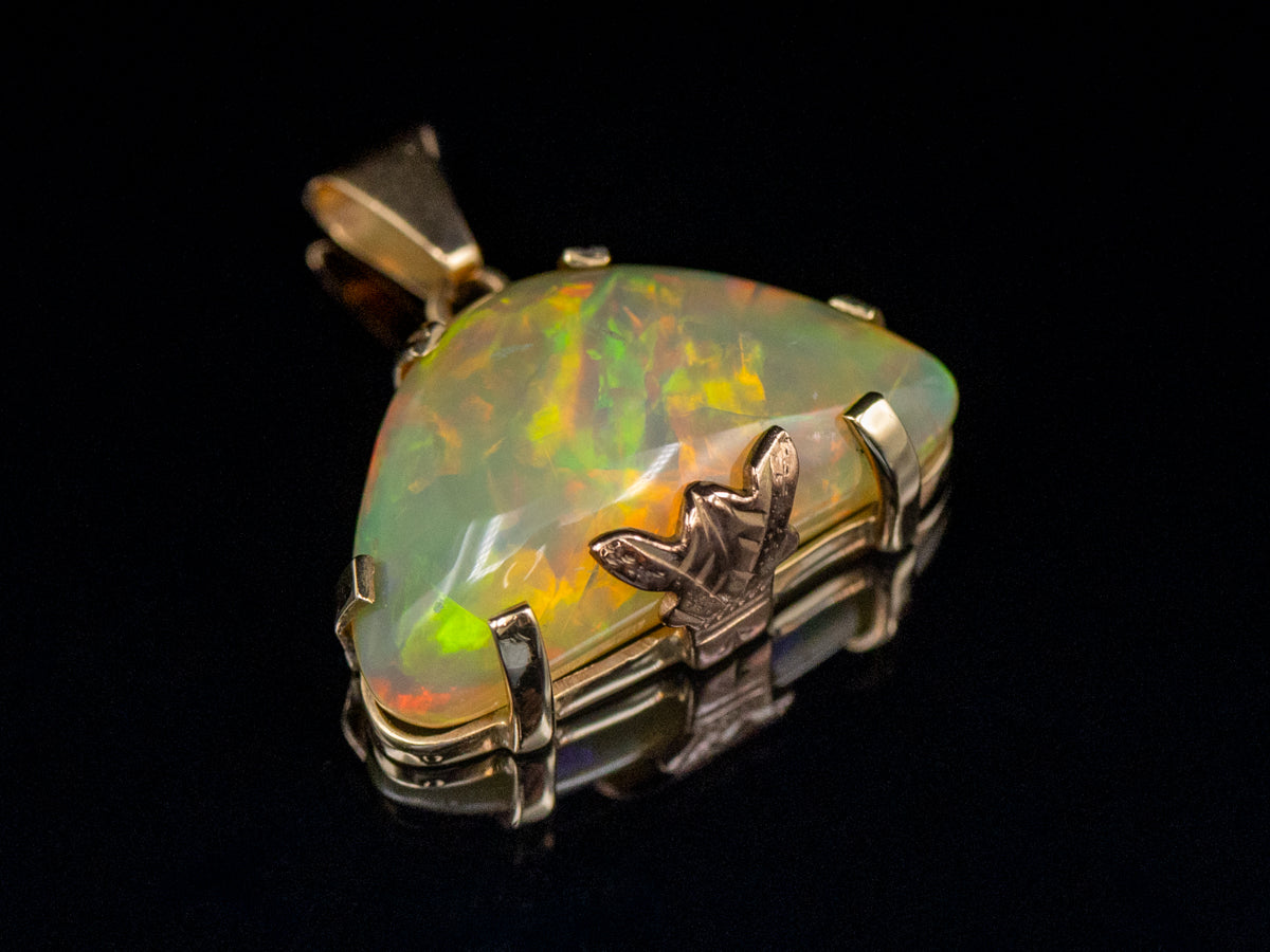 Fancy Cut Opal Pendant in Rose and Yellow Gold