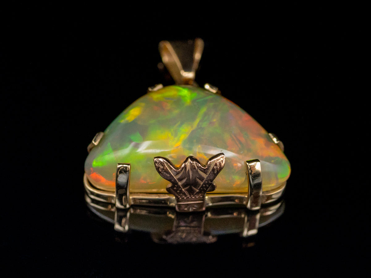 Fancy Cut Opal Pendant in Rose and Yellow Gold