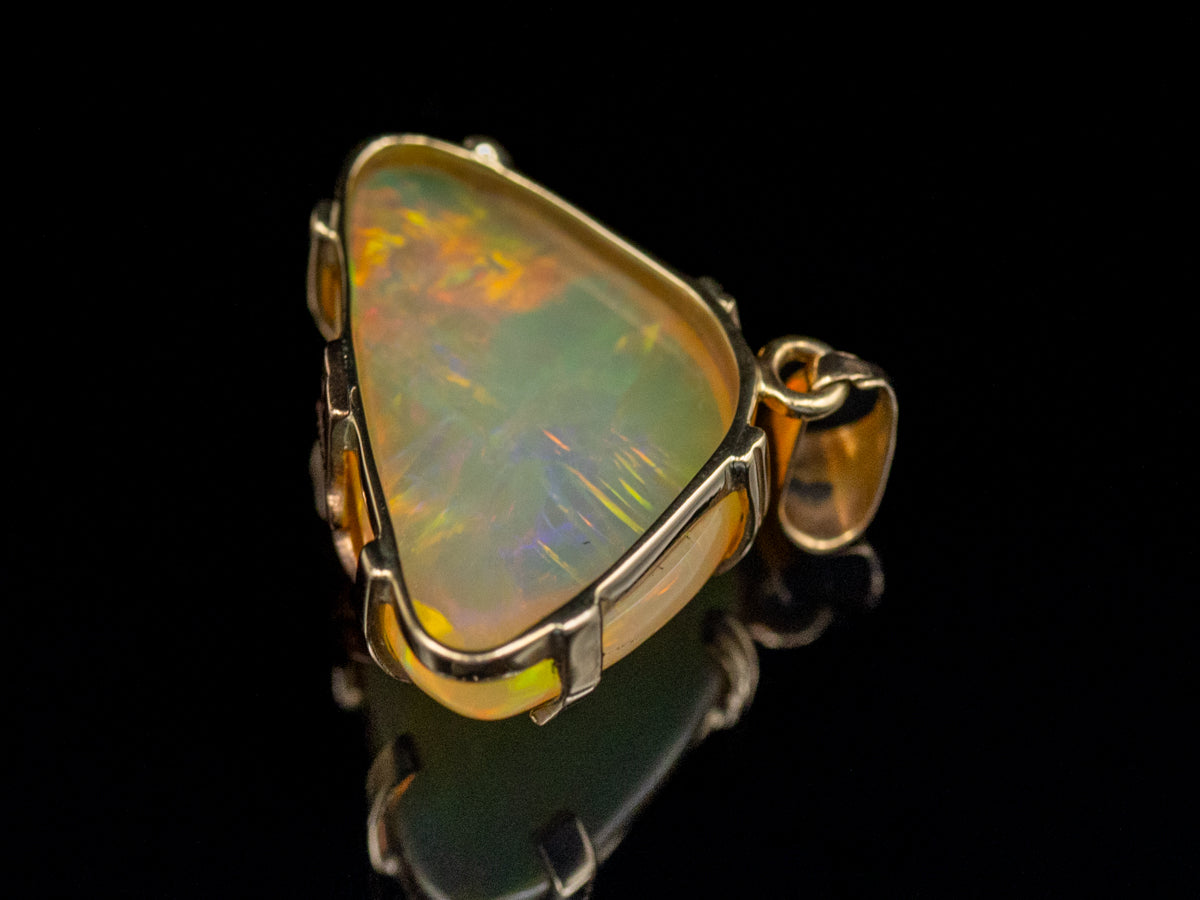 Fancy Cut Opal Pendant in Rose and Yellow Gold