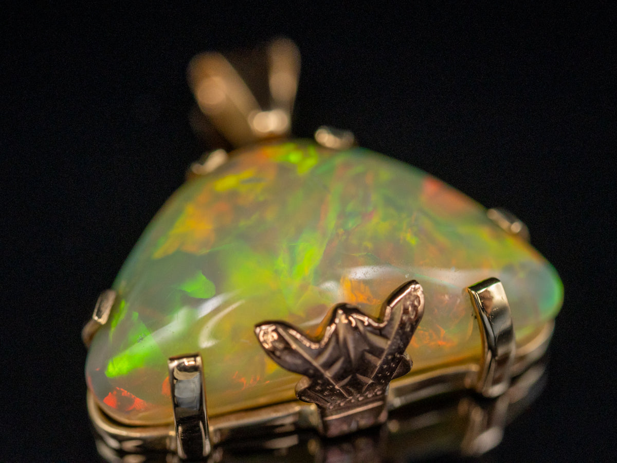 Fancy Cut Opal Pendant in Rose and Yellow Gold