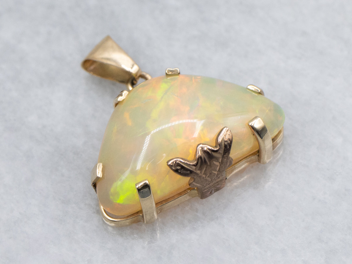 Fancy Cut Opal Pendant in Rose and Yellow Gold