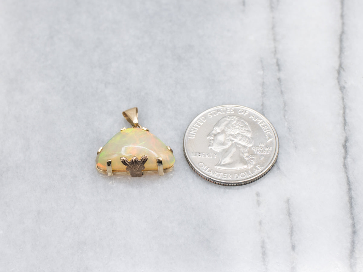 Fancy Cut Opal Pendant in Rose and Yellow Gold