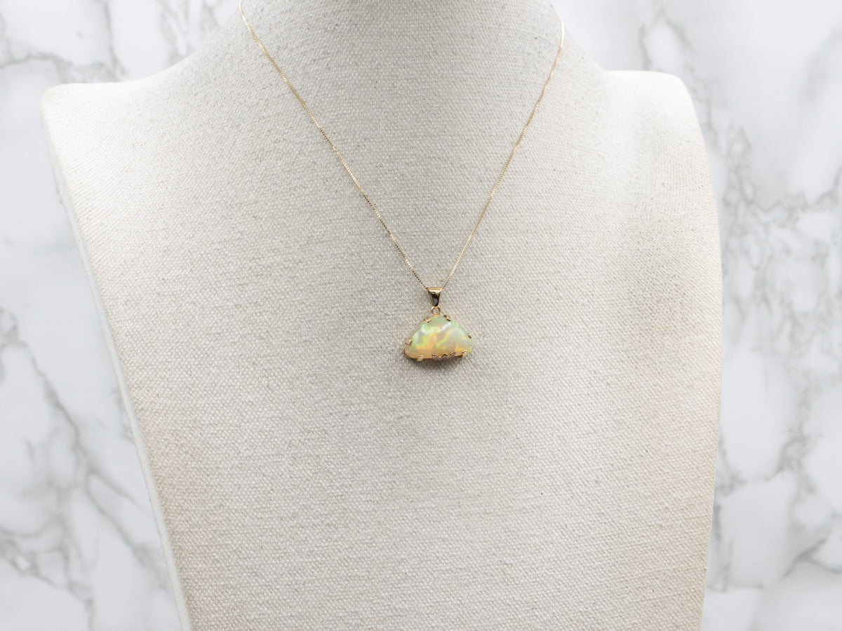 Fancy Cut Opal Pendant in Rose and Yellow Gold