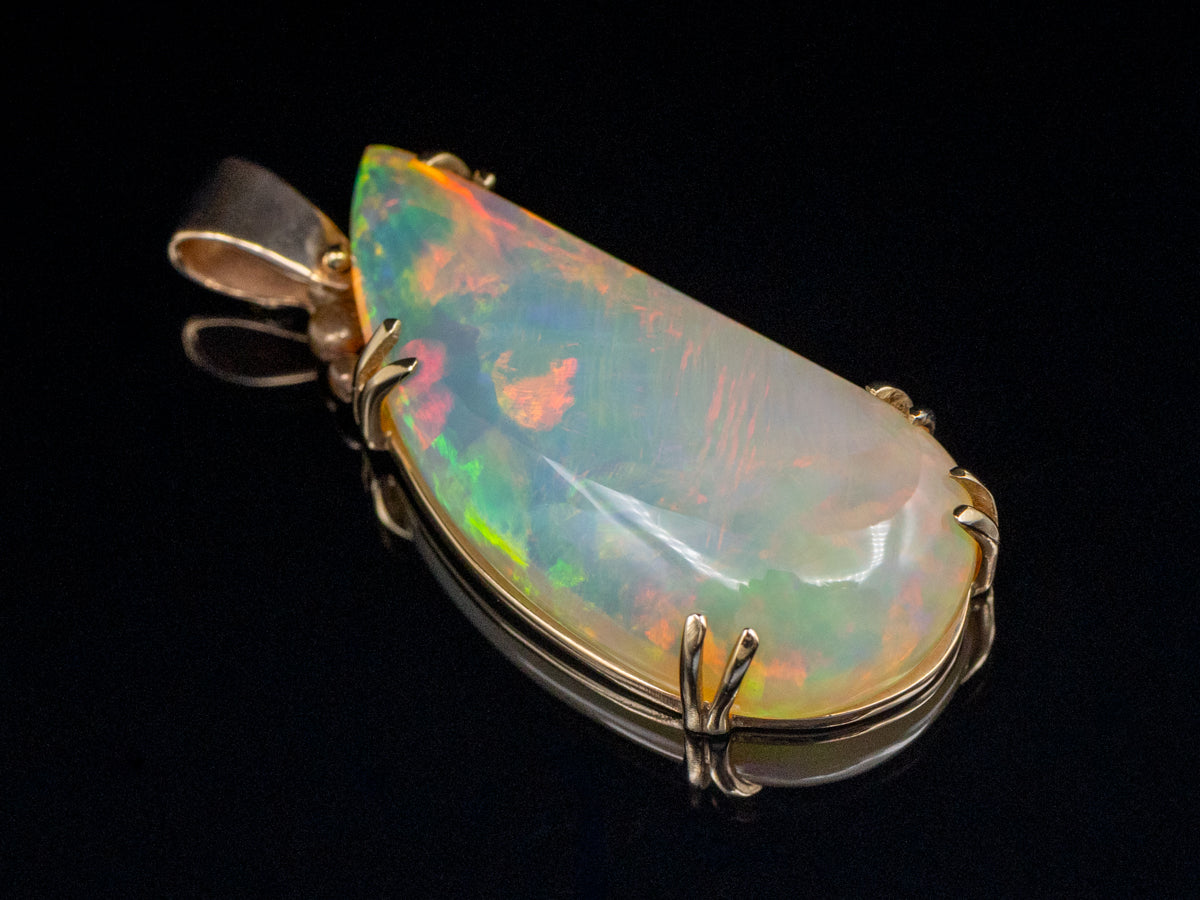 Large Ethiopian Opal Gold Pendant
