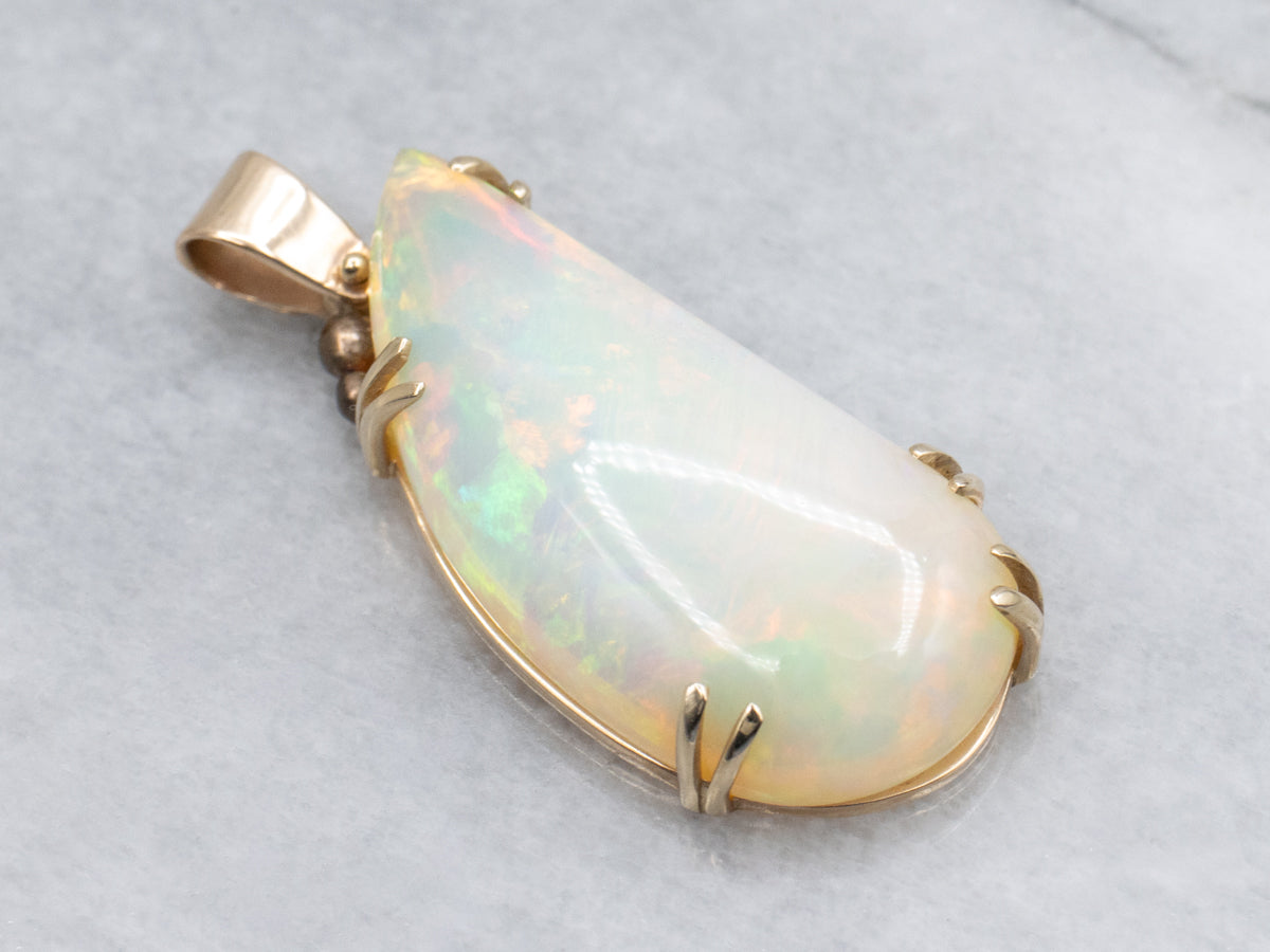 Large Ethiopian Opal Gold Pendant