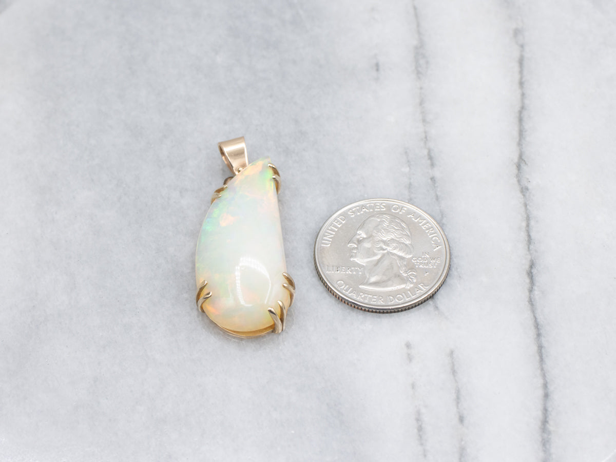 Large Ethiopian Opal Gold Pendant