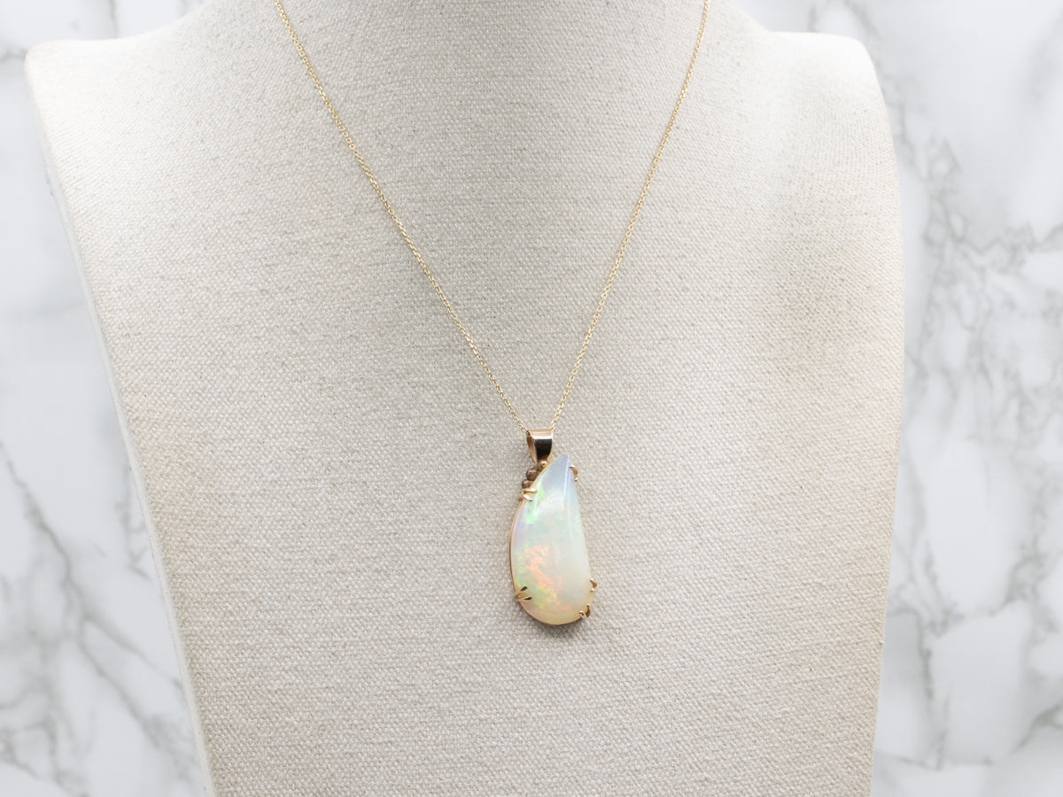 Large Ethiopian Opal Gold Pendant