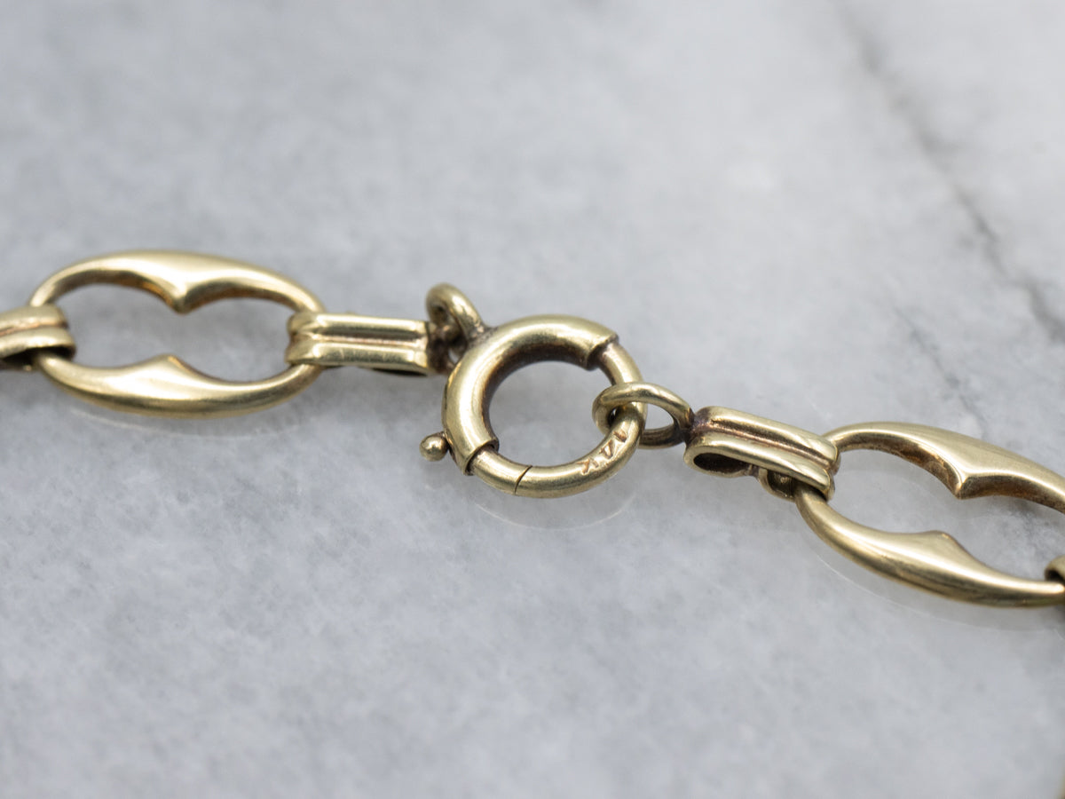 Vintage Carved Jade Gold Link Bracelet