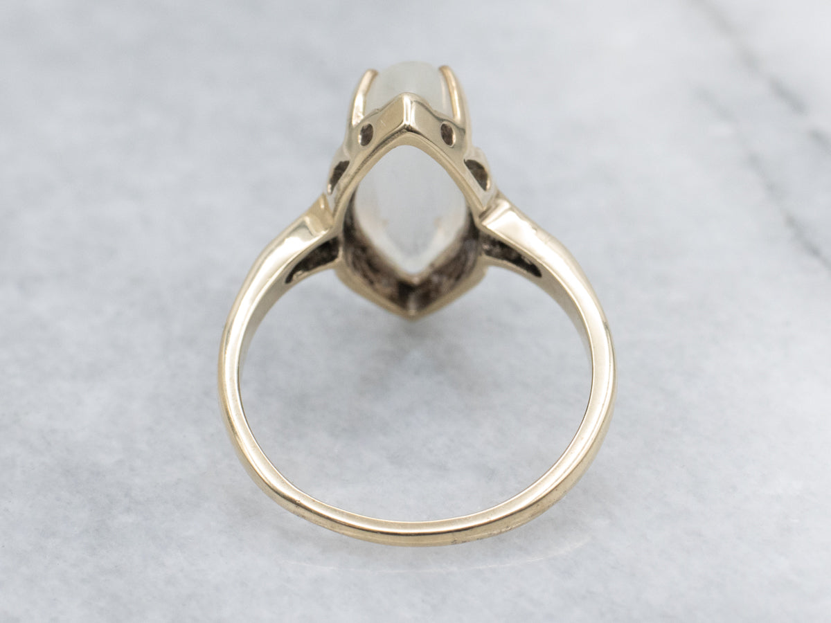 Vintage Gold Marquise-Cut Moonstone Cabochon Ring