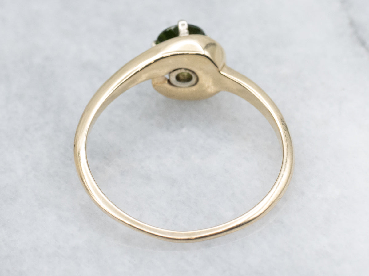 Vintage Gold Diopside Gemstone Solitaire Ring