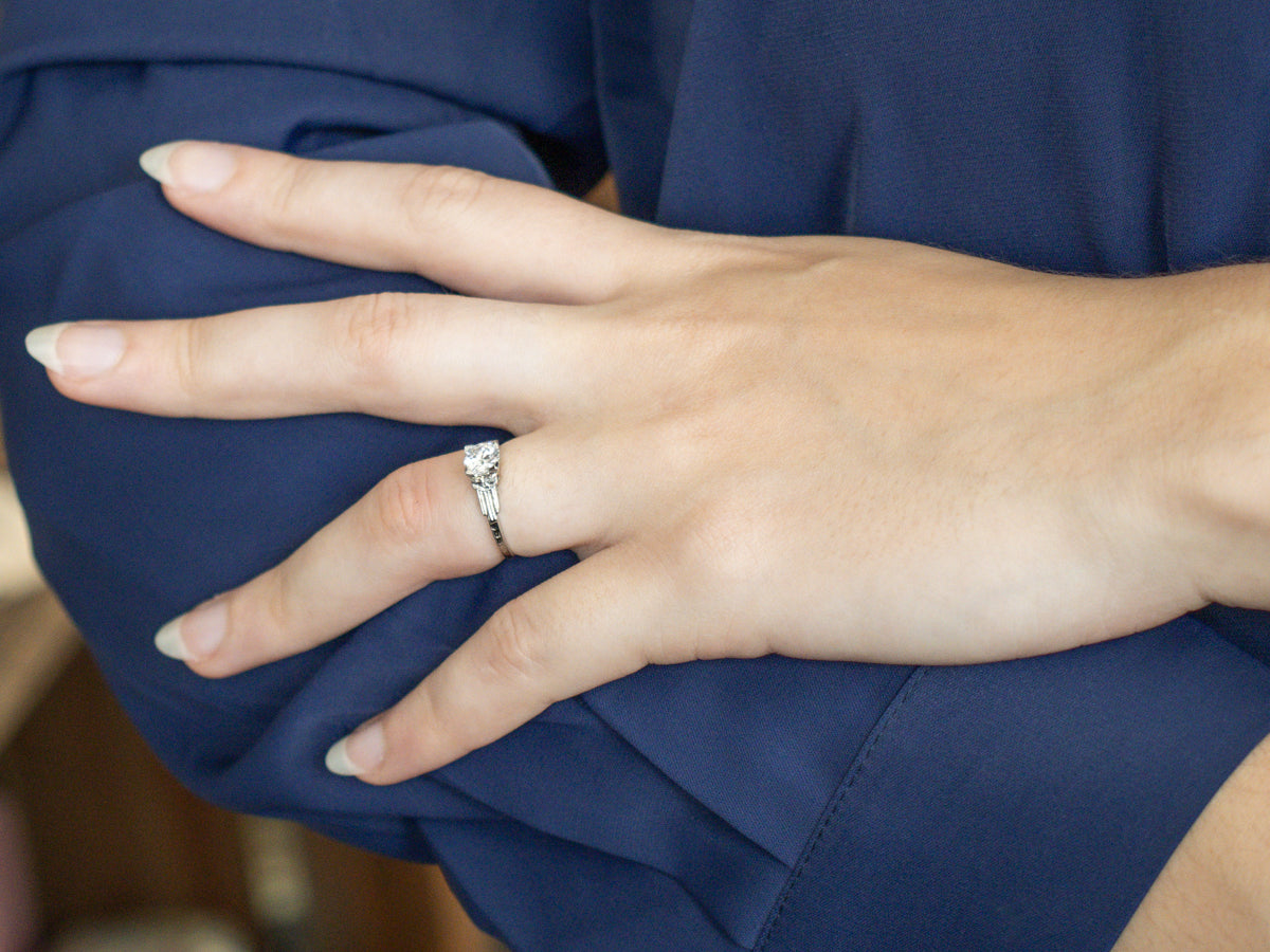 1930s White Gold European Cut Diamond Solitaire Engagement Ring