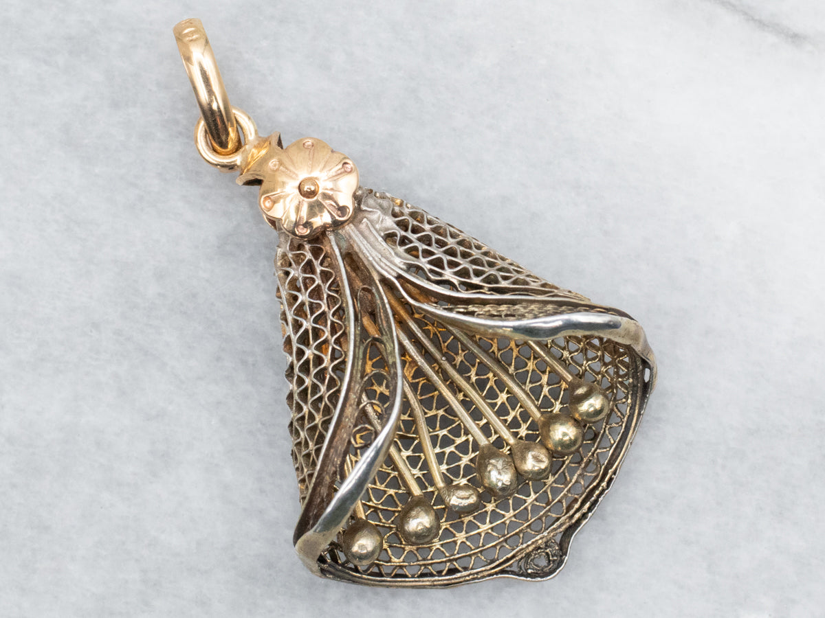 Fine Filigree Lily Floral Pendant