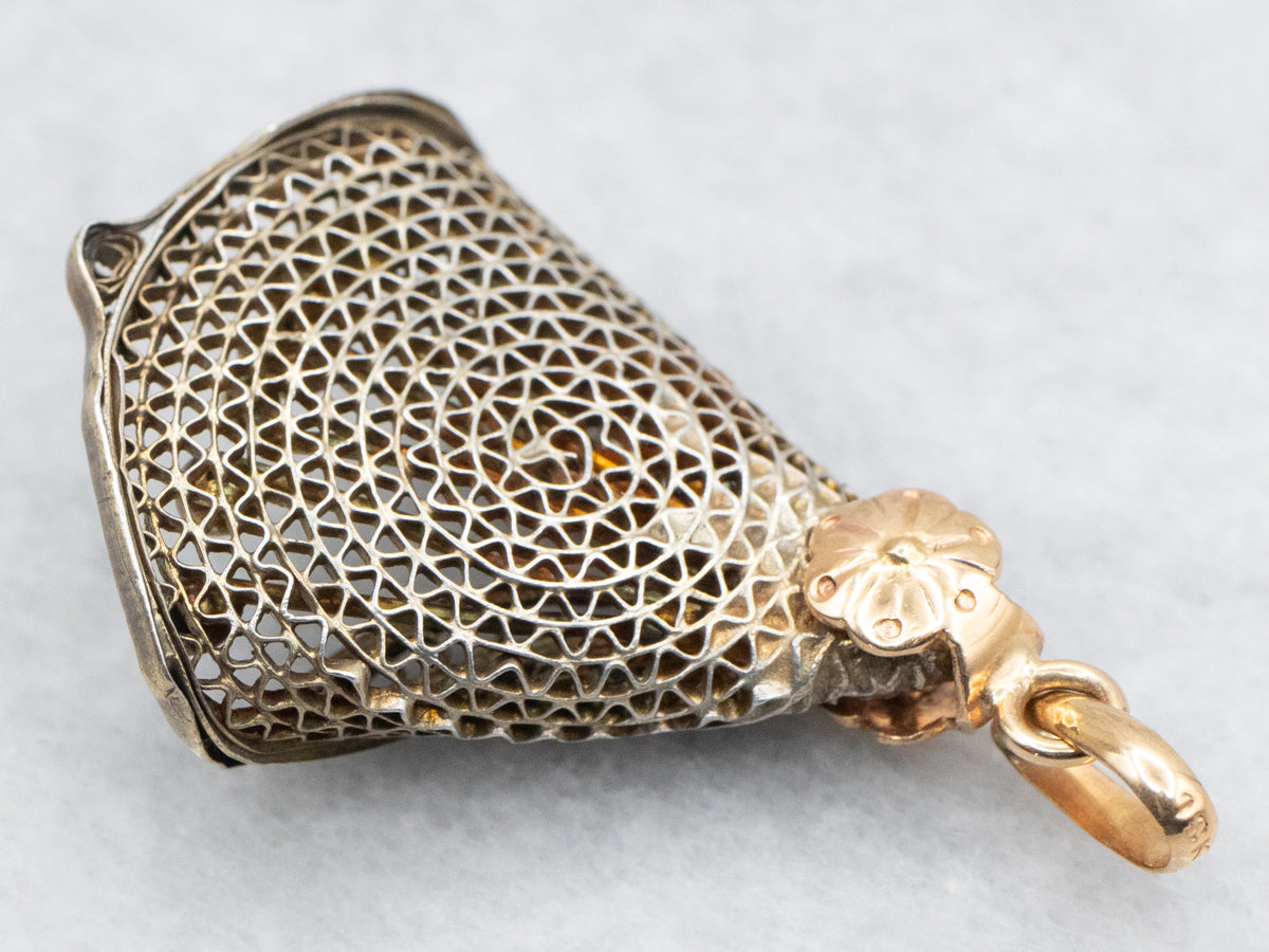 Fine Filigree Lily Floral Pendant