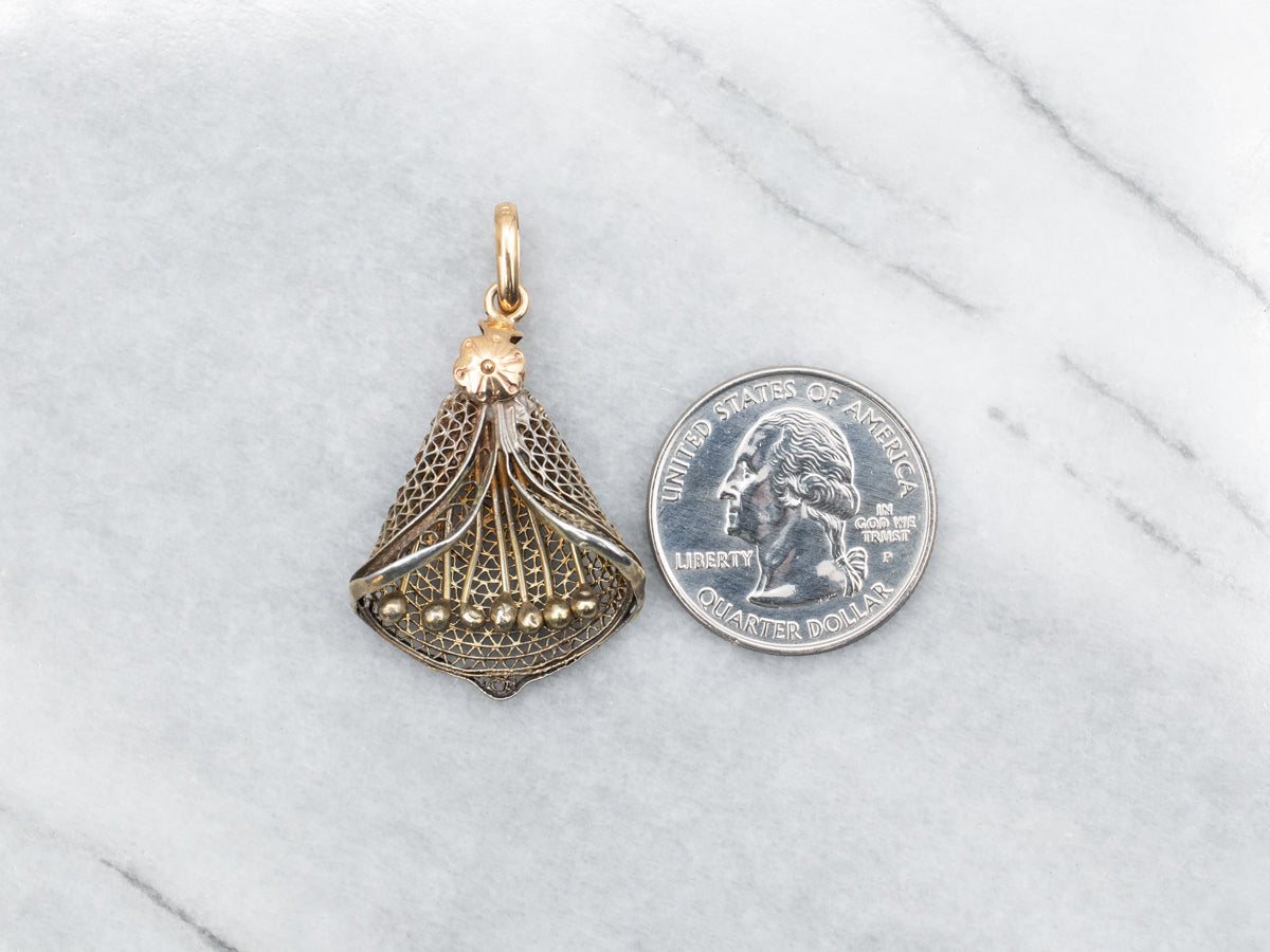 Fine Filigree Lily Floral Pendant