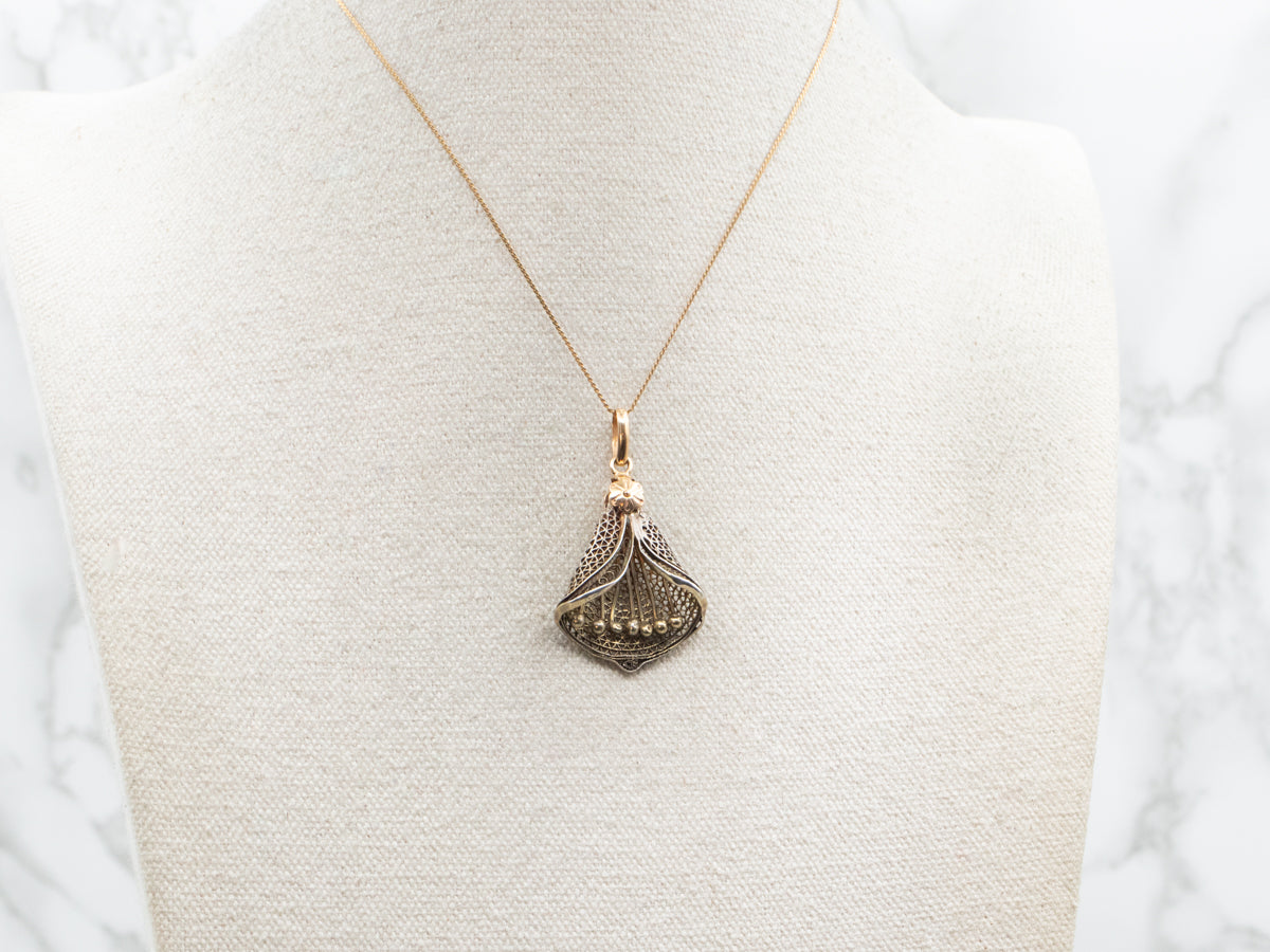 Fine Filigree Lily Floral Pendant