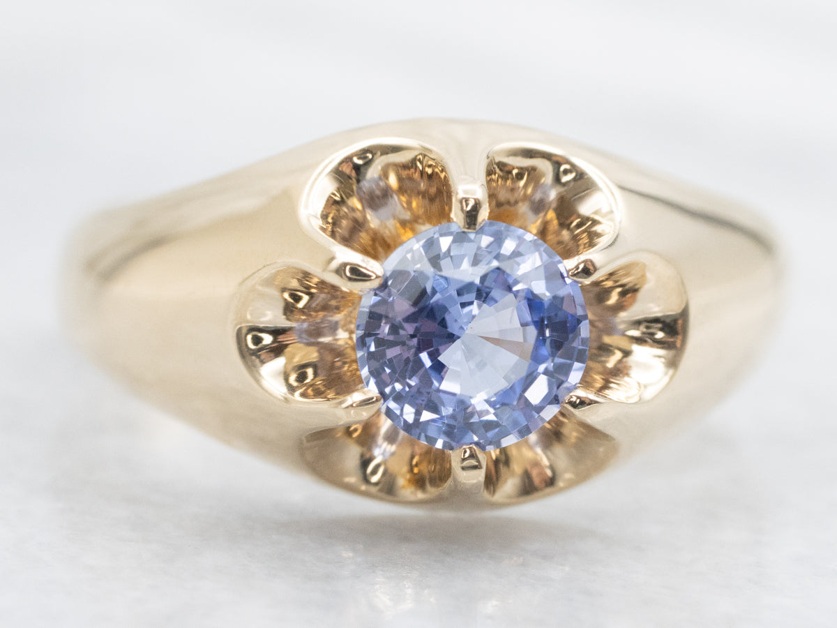 Men's Antique Sapphire Solitaire Belcher Ring