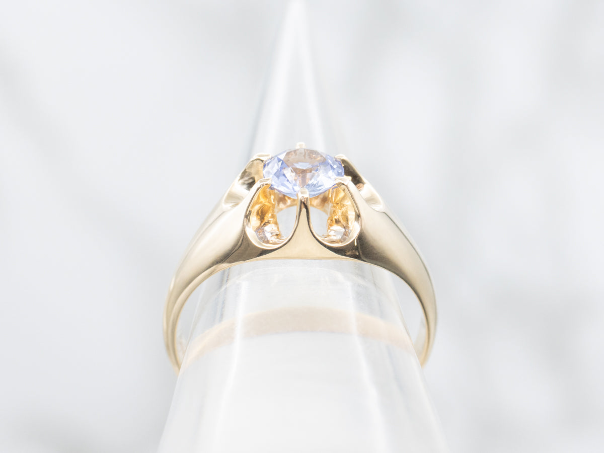 Men's Antique Sapphire Solitaire Belcher Ring