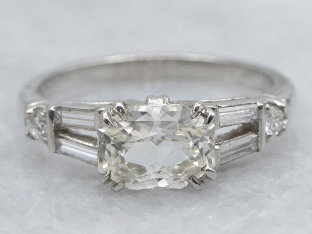 Platinum Vintage Sapphire Engagement Ring