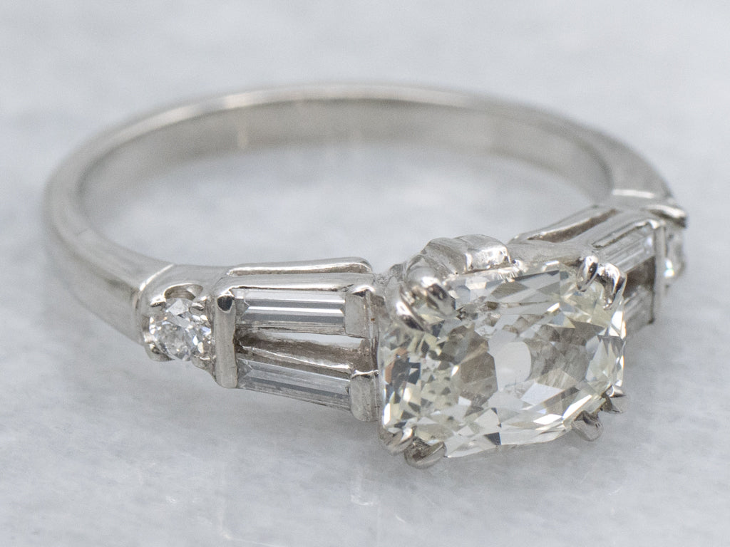 Platinum Vintage Sapphire Engagement Ring
