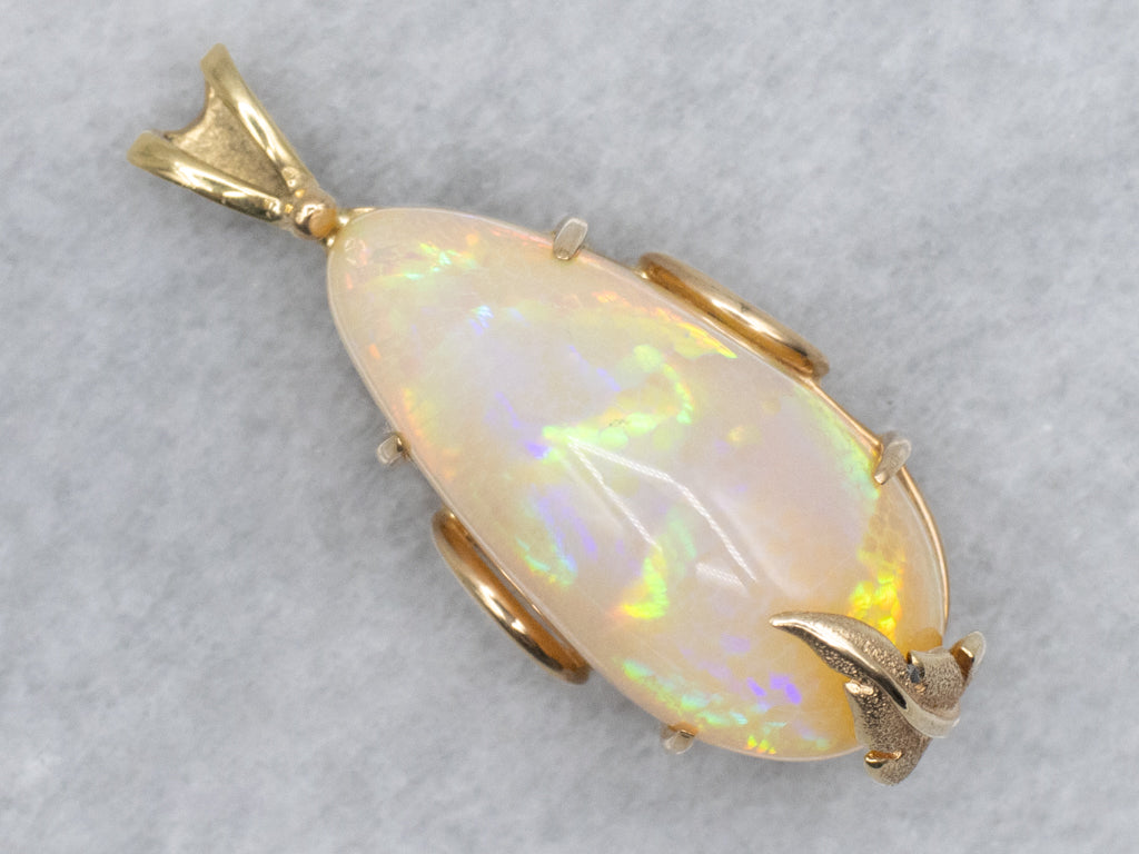 Fancy Cut Opal Gold Pendant