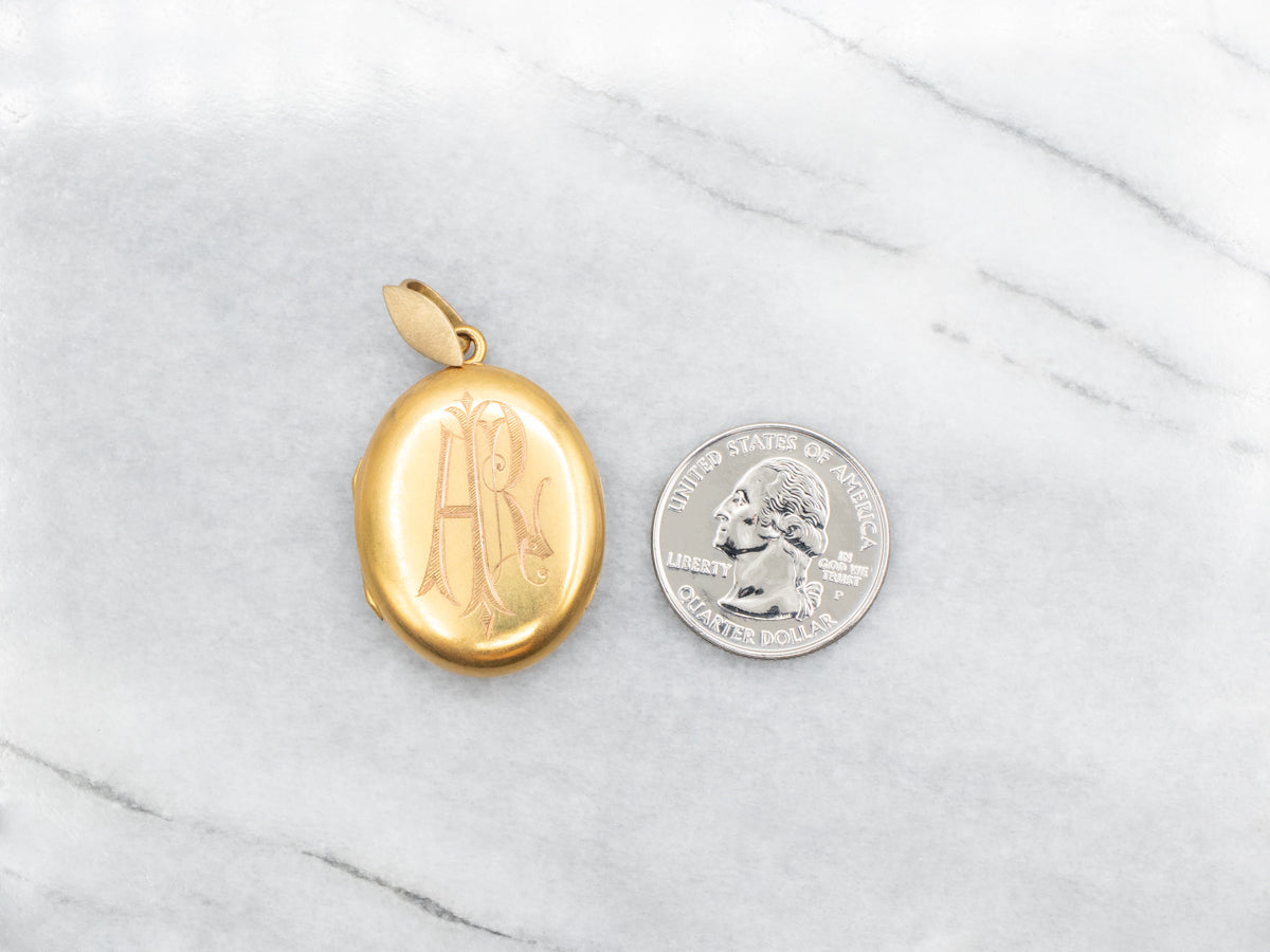 Victorian Bloomed Gold "AR" Monogrammed Locket