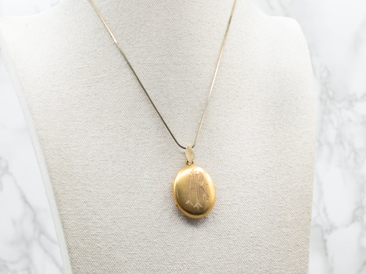 Victorian Bloomed Gold "AR" Monogrammed Locket