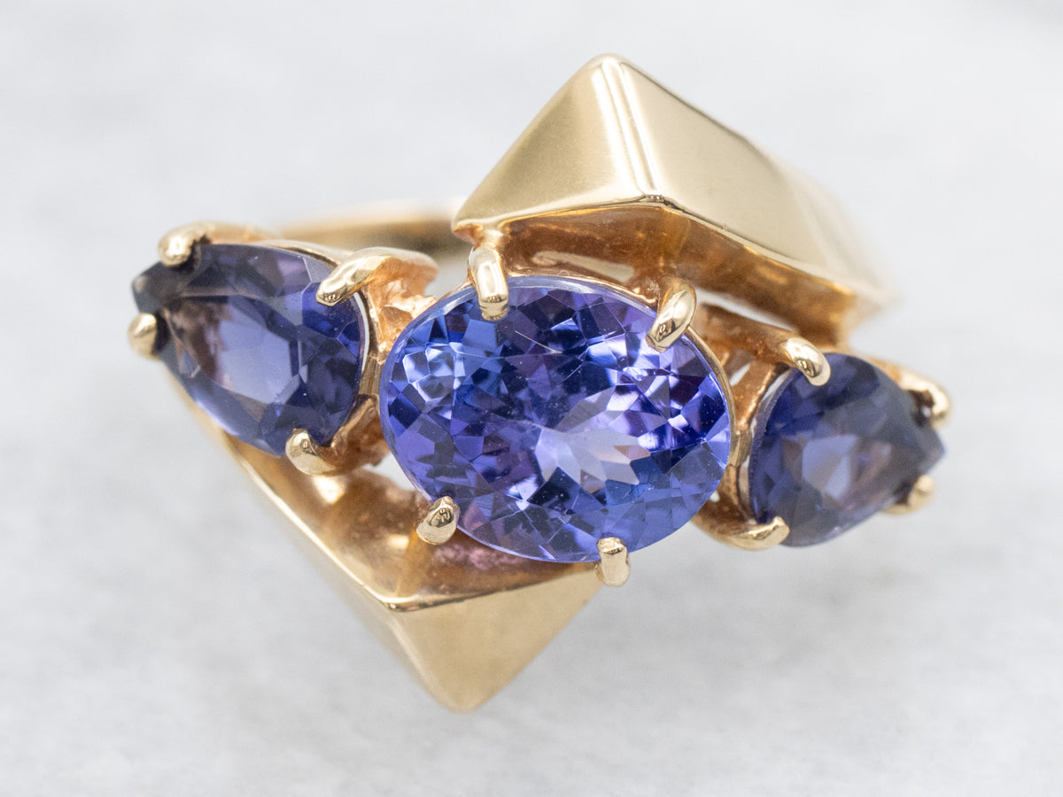 Urban Statement Cocktail Ring in Tanzanite and Iolite