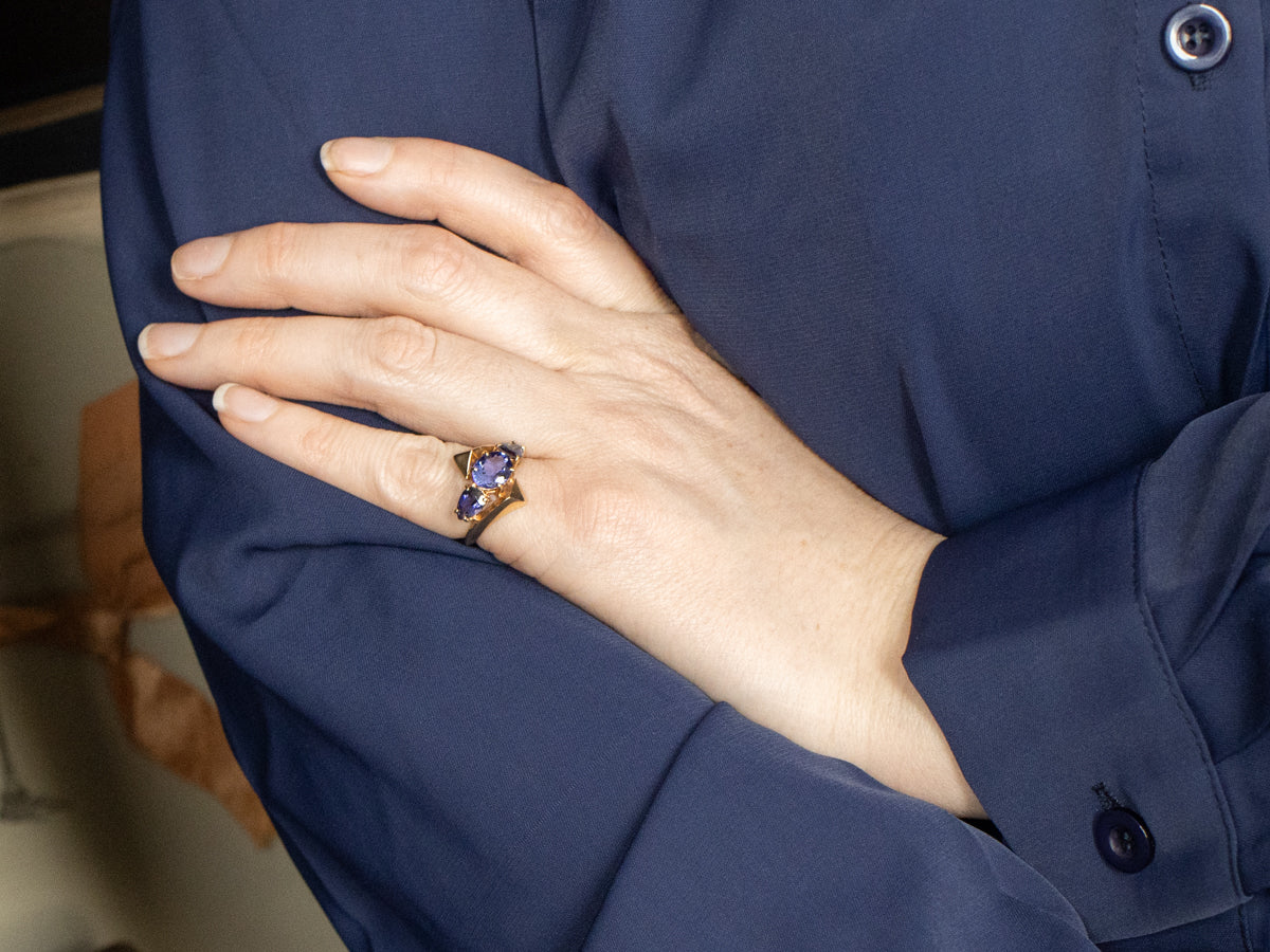 Urban Statement Cocktail Ring in Tanzanite and Iolite