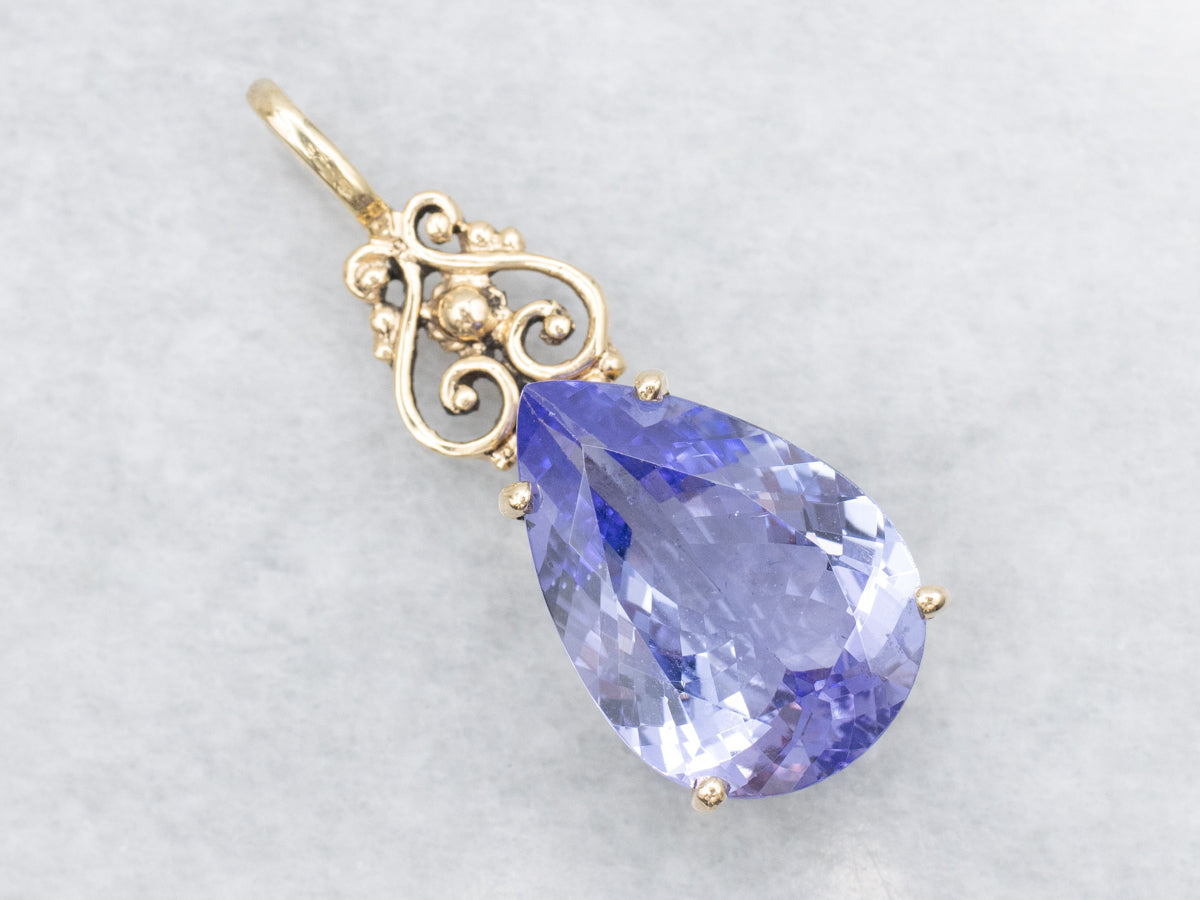 Stunning Tanzanite Pendant with Antique Victorian Accents