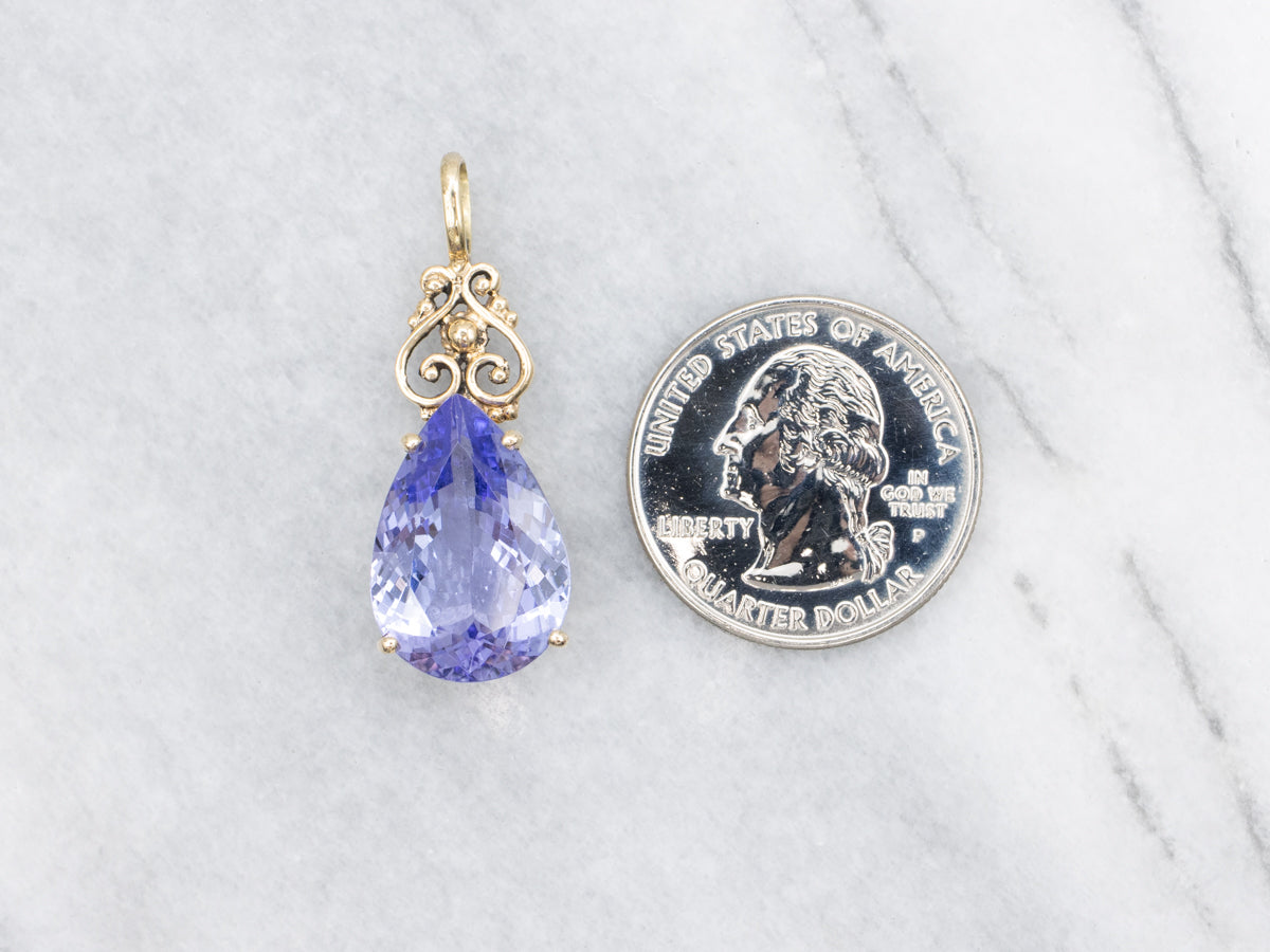 Stunning Tanzanite Pendant with Antique Victorian Accents
