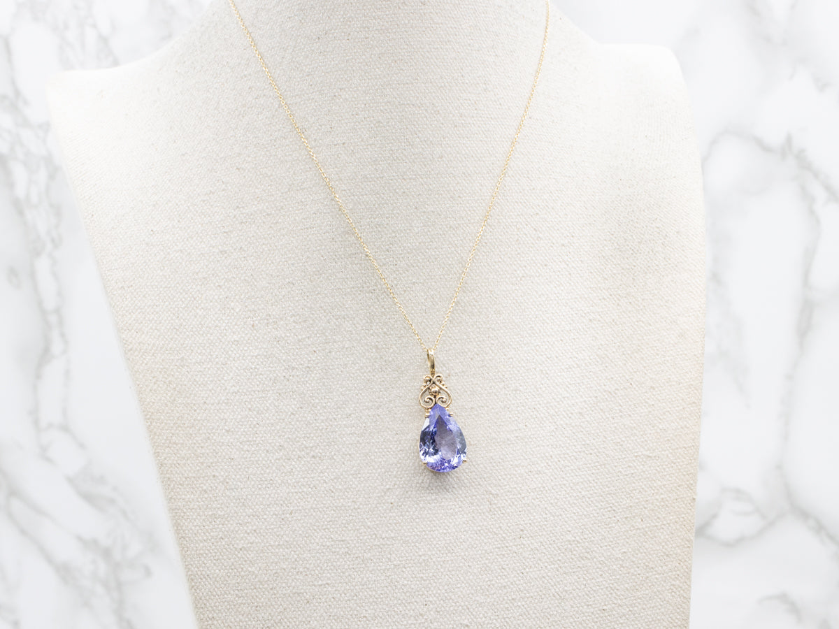 Stunning Tanzanite Pendant with Antique Victorian Accents
