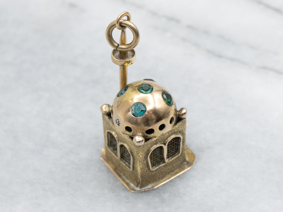 Exquisite Three Dimensional Mosque in Fine Gold Pendant