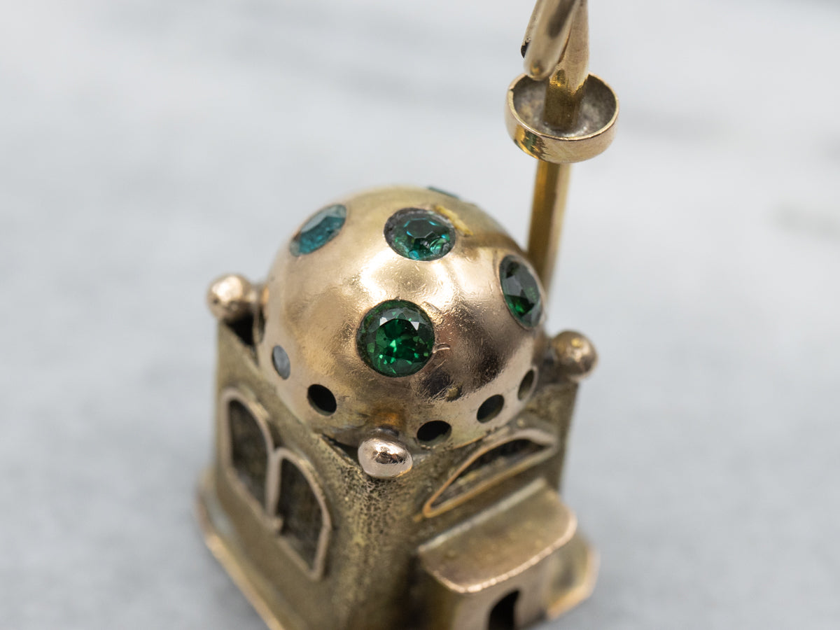 Exquisite Three Dimensional Mosque in Fine Gold Pendant