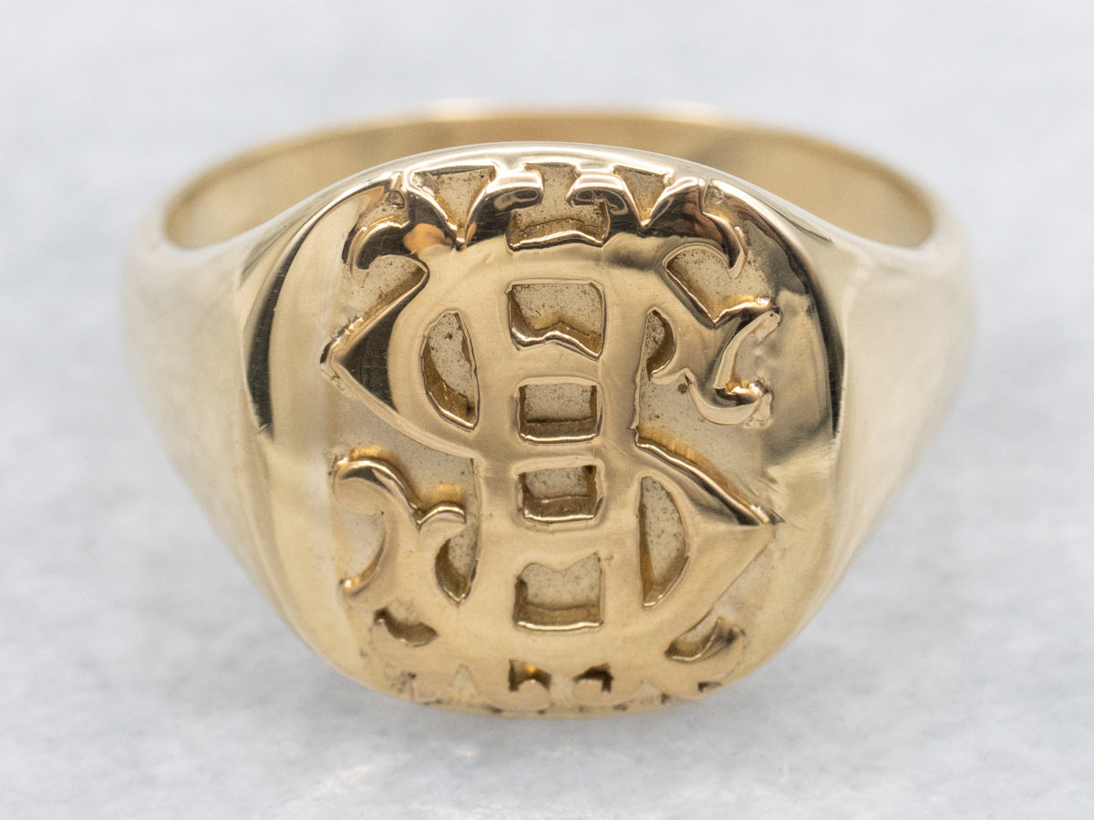 Stunning Original Monogram "SH" Signet Ring 14-Karat Gold