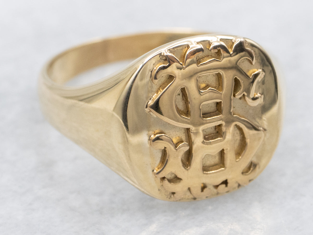 Stunning Original Monogram "SH" Signet Ring 14-Karat Gold