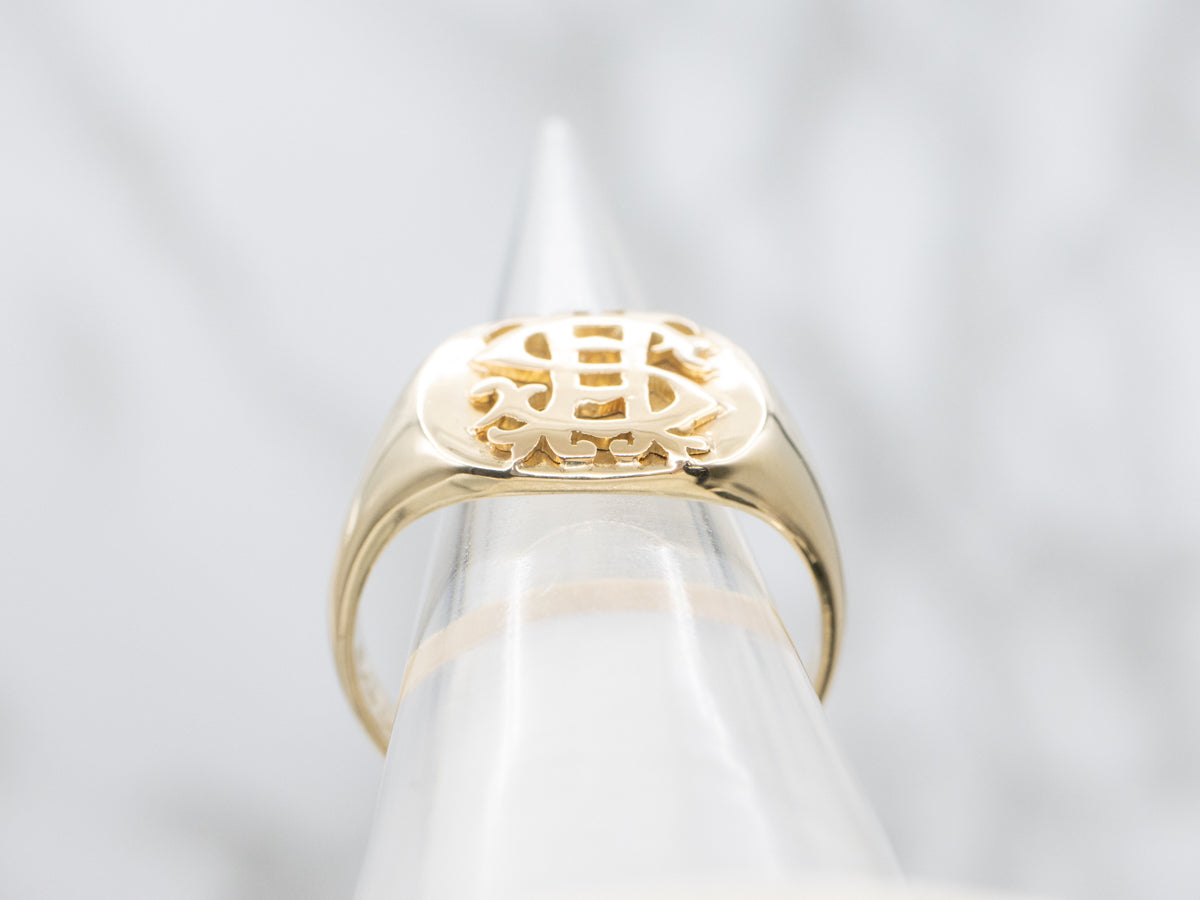Stunning Original Monogram "SH" Signet Ring 14-Karat Gold