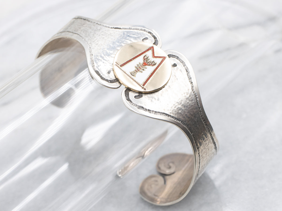For the Lobstering Lady, a One of a Kind Cuff Bracelet in Gold and Silver