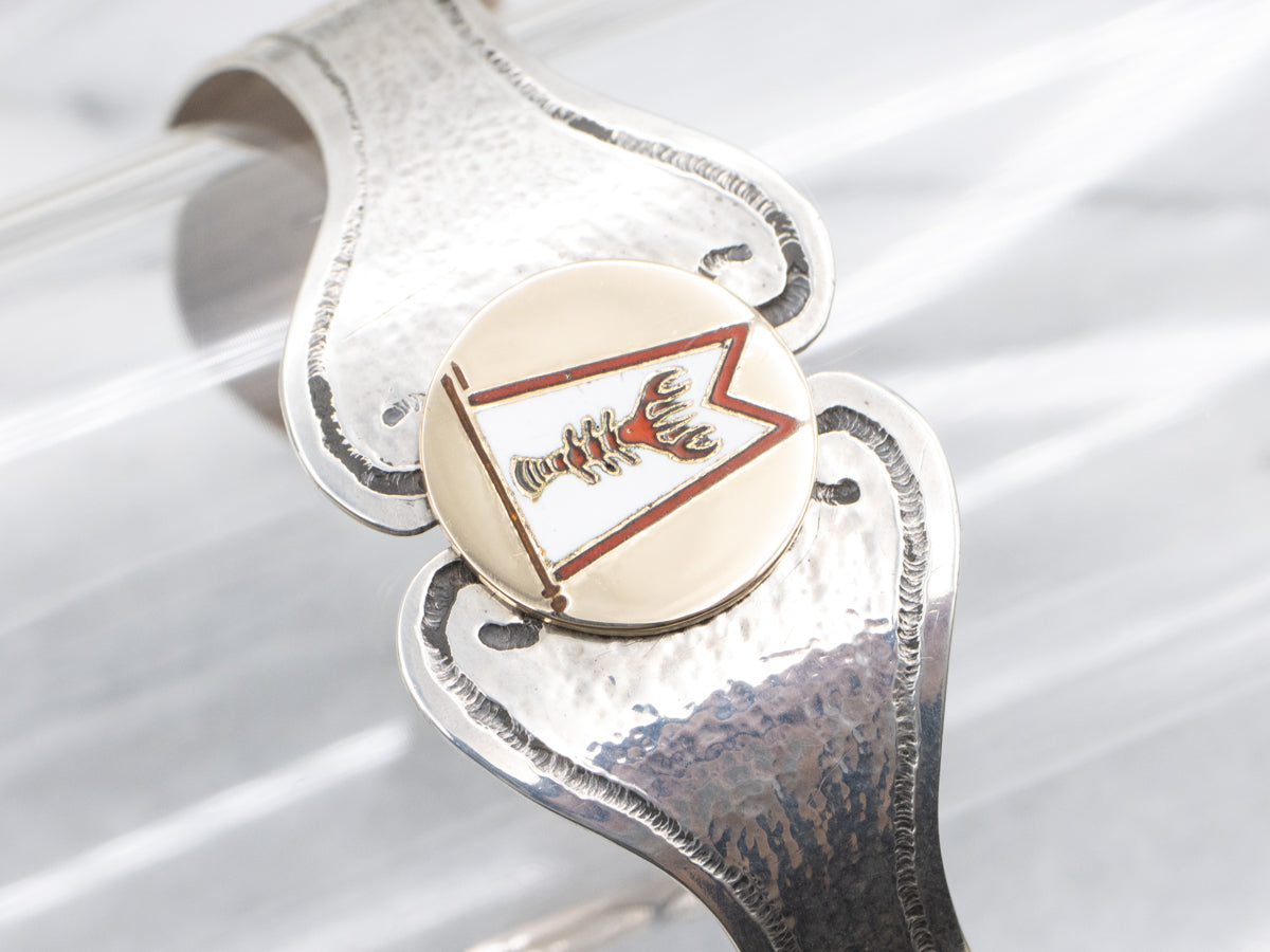 For the Lobstering Lady, a One of a Kind Cuff Bracelet in Gold and Silver