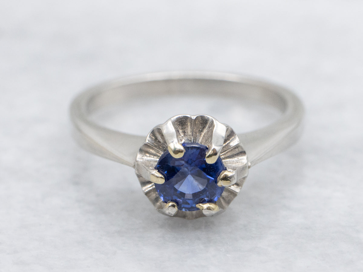 Buttercup Sweetheart Ring with Gorgeous Sapphire from Old Ceylon