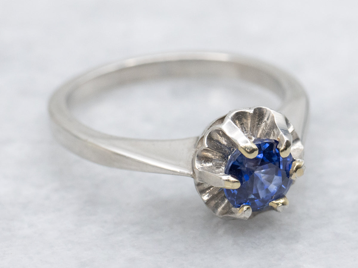 Buttercup Sweetheart Ring with Gorgeous Sapphire from Old Ceylon