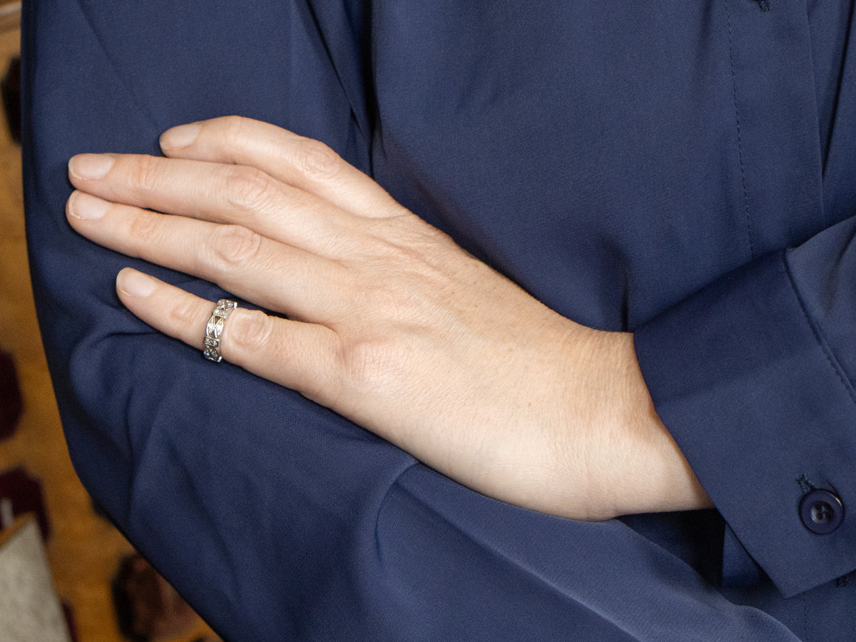 Hollywood Era Platinum and Diamond Pinky Ring