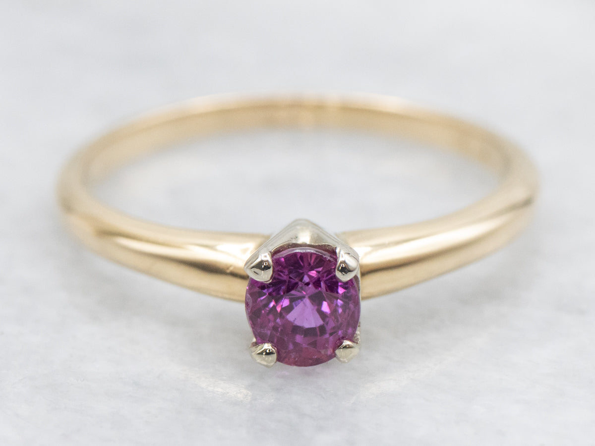 Berry Pink Sapphire Solitaire Engagement Ring